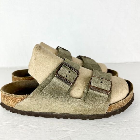 Birkenstock Arizona Suede Leather Sandals Size 38 US 7.5 Taupe - Picture 2 of 8